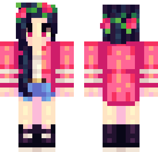 Pink Floral Dreamer Skin - Stylish Minecraft skin for Bedrock 1.21