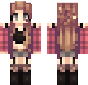 Crimson Plaid Explorer Skin - Stylish Minecraft skin for Bedrock 1.21