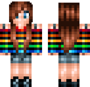 Rainbow Stripe Fashionista Skin - Stylish Minecraft skin for Bedrock 1.21
