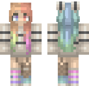 Pastel Rainbow Mermaid Skin - Stylish Minecraft skin for Bedrock 1.21