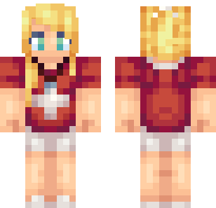 Crimson Vest Blonde Skin - Stylish Minecraft skin for Bedrock 1.21