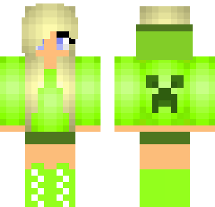 Slime Creeper Princess Skin - Stylish Minecraft skin for Bedrock 1.21