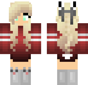 Crimson Hooded Adventurer Skin - Stylish Minecraft skin for Bedrock 1.21