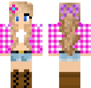 Pink Checkered Princess Skin - Stylish Minecraft skin for Bedrock 1.21