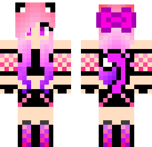 Magenta Pixel Princess Skin - Stylish Minecraft skin for Bedrock 1.21
