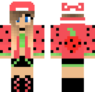 Strawberry Summer Hoodie Skin - Stylish Minecraft skin for Bedrock 1.21