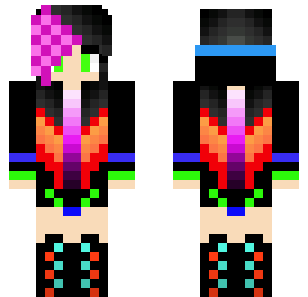 Neon Rainbow Warrior Skin - Stylish Minecraft skin for Bedrock 1.21