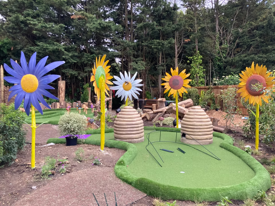 Crazy Golf Flowers and Hives - Stylised flowers and beehives for a crazy golf course.