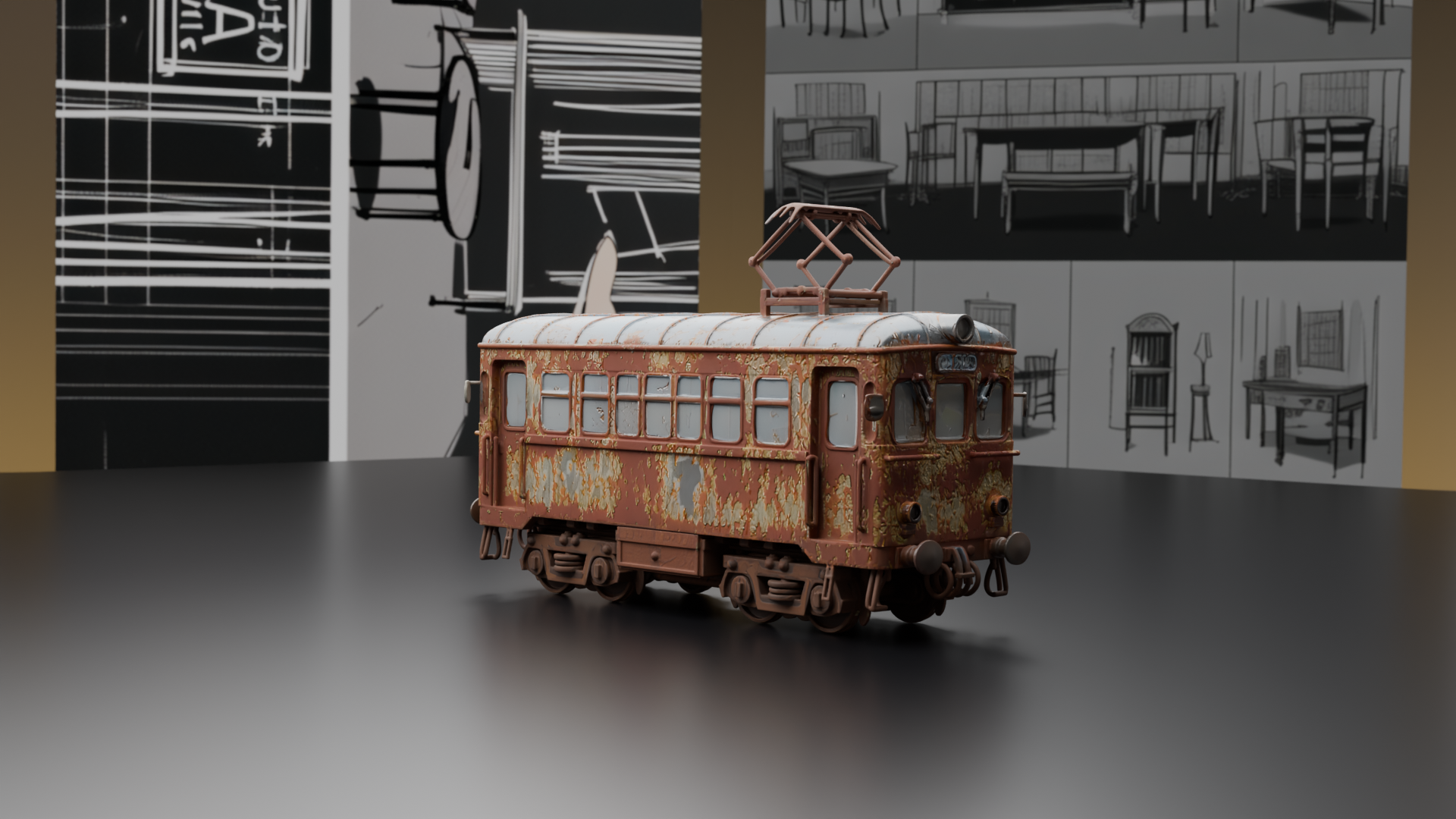 Rustic Abandoned Streetcar Model