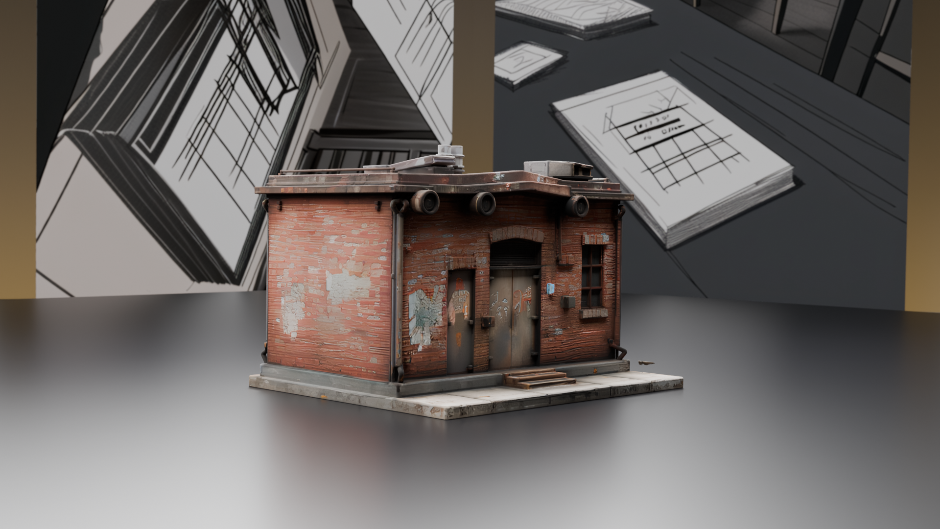 Detailed Rustic Industrial Building Model