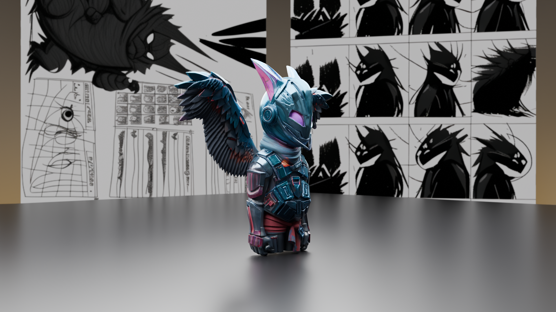 Cyber Angel Warrior Chibi Model
