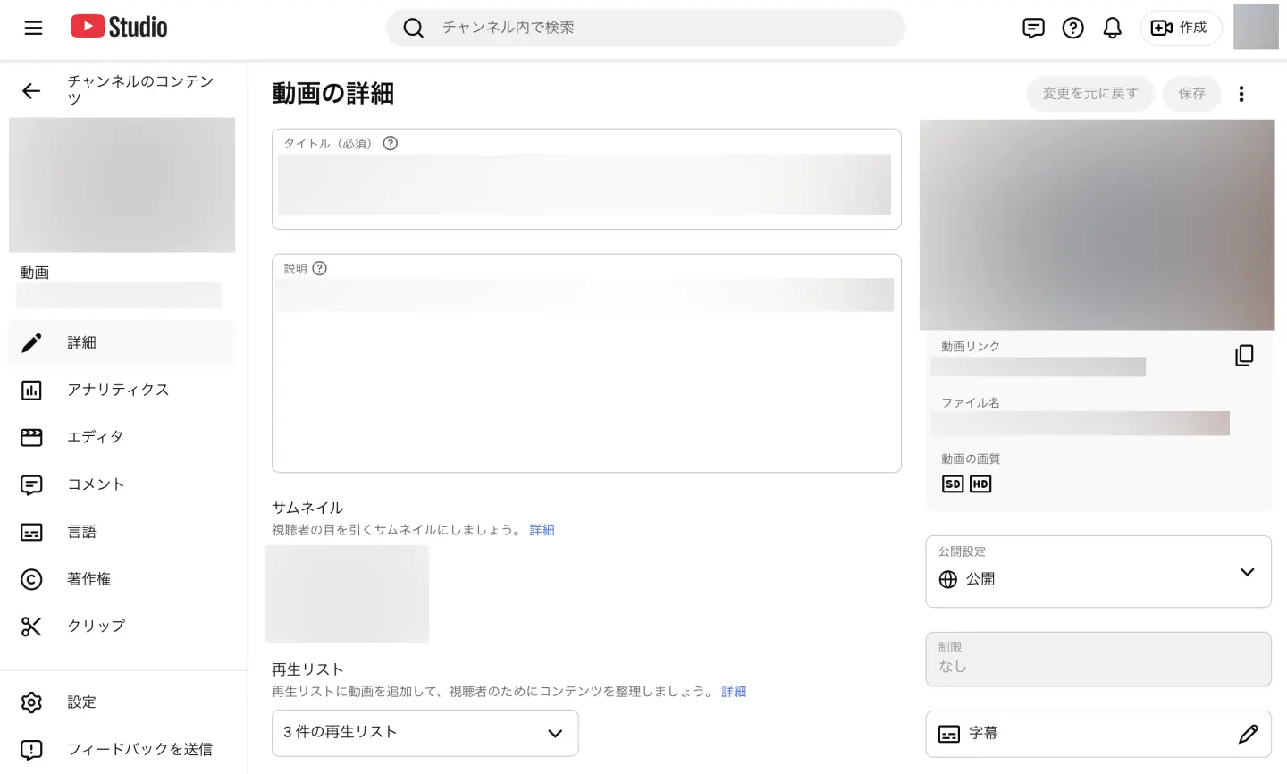 動画の詳細画面