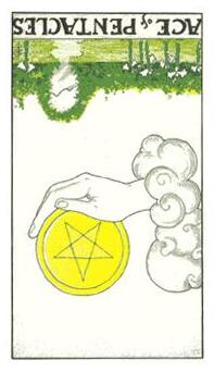 逆位錢幣1塔羅牌