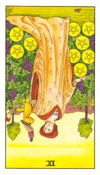 逆位錢幣9塔羅牌