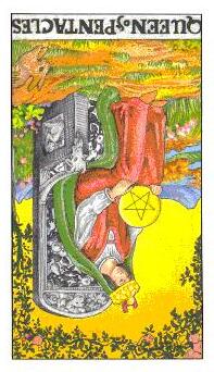 逆位錢幣王后塔羅牌