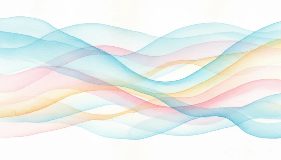 Ilustração em aquarela mostrando uma visualização conceitual da respiração como ondas fluindo de gradientes suaves de cor, azuis se derretendo em rosas e dourados, abstrato e calmante, sem figuras humanas, composição ampla, foco profundo, atmosfera serena e meditativa, lavagens delicadas de cor, sensação de ritmo e paz, movimento suave sugerido pelo trabalho de pincel