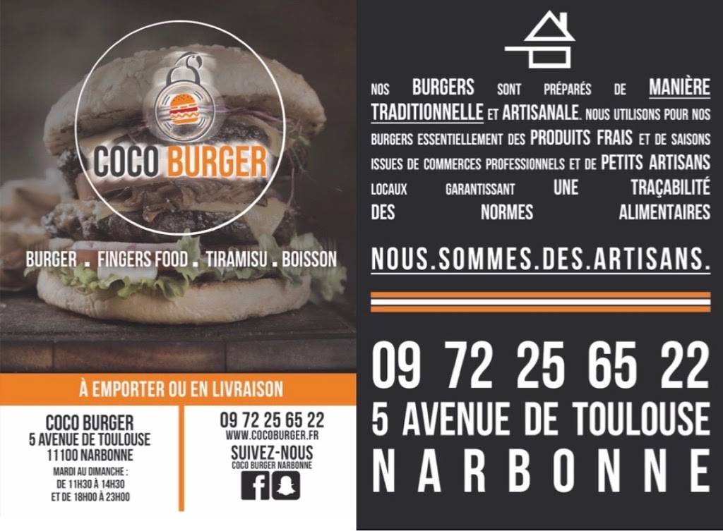 COCO BURGER Burger Narbonne - Font Advertising Cuisine Dish Fast food