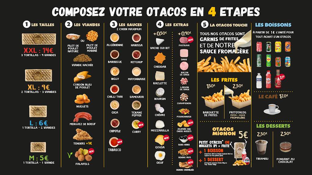 O’Tacos - Paris Châtelet Paris - Font Food group Junk food Menu Fast food