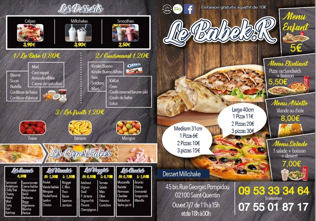 Le Babek Saint-Quentin - Menu Cuisine Dish Food Advertising