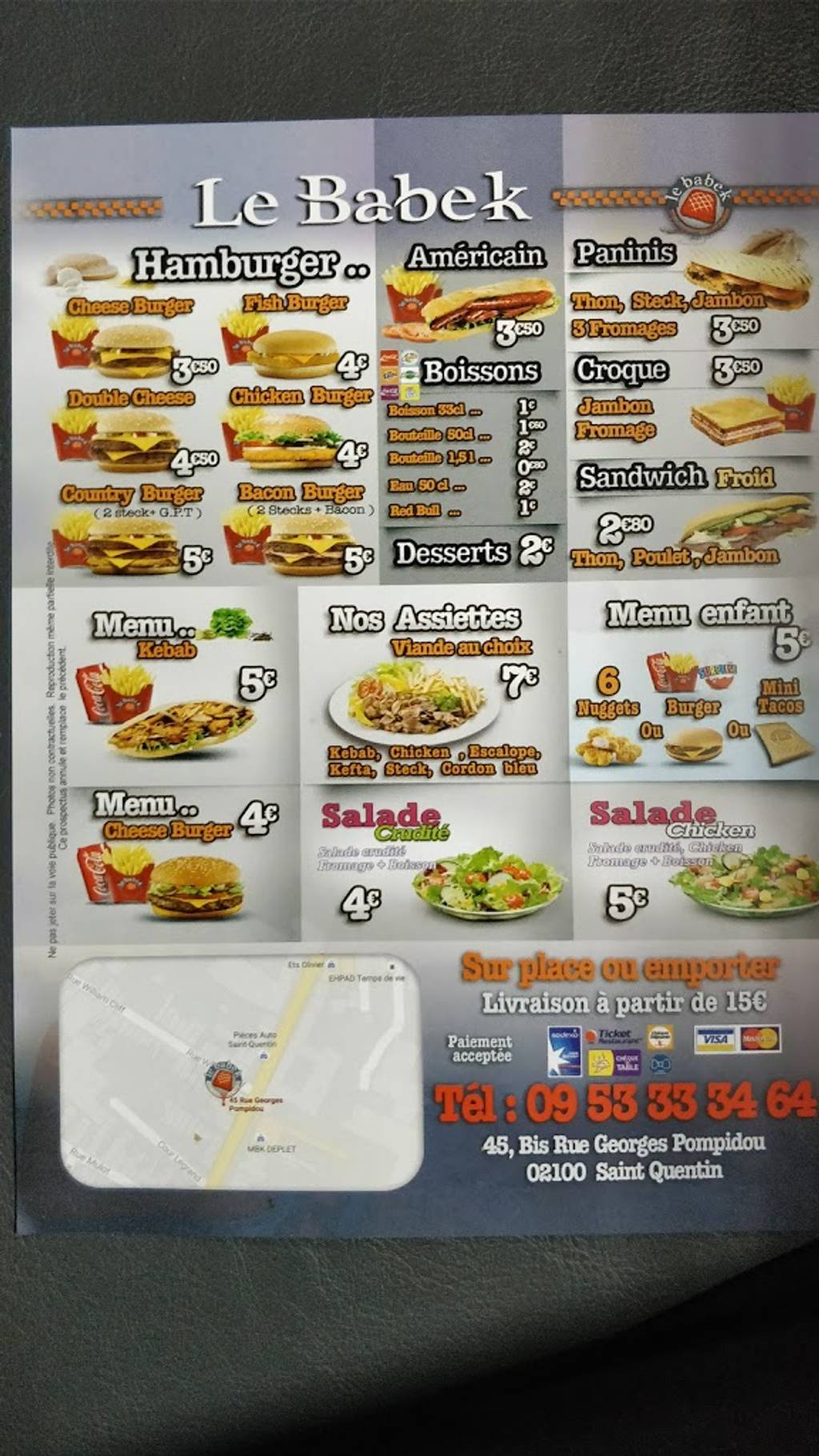 Le Babek Saint-Quentin - Food group Fast food Food Menu Cuisine