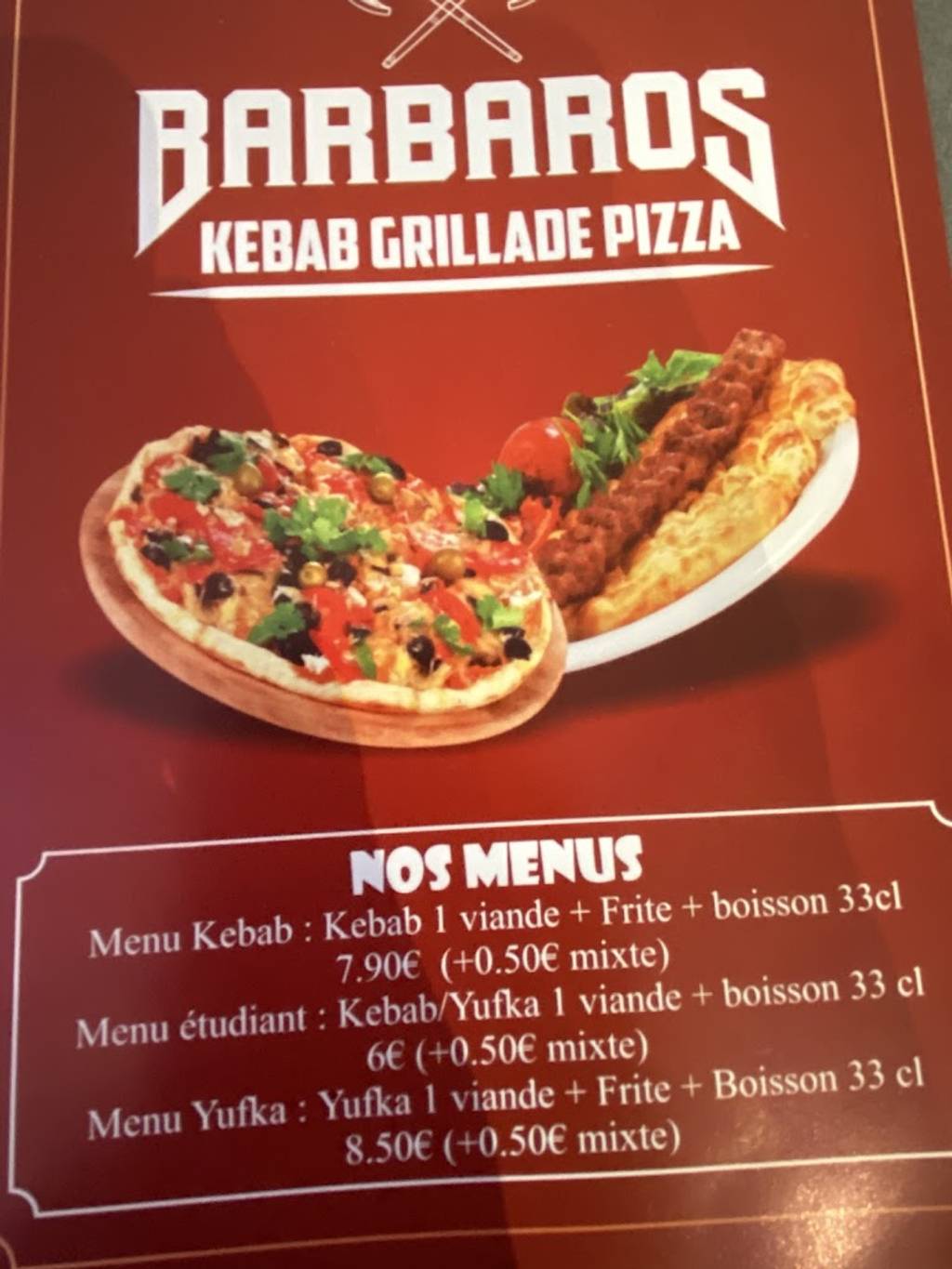 BARBAROS kebab grillade pizza Strasbourg - Food Ingredient Recipe Poster Cuisine