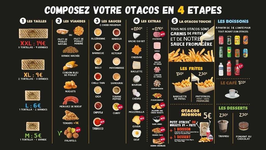 O'tacos B'est Fast-food Farébersviller - Font Food group Menu Junk food Advertising