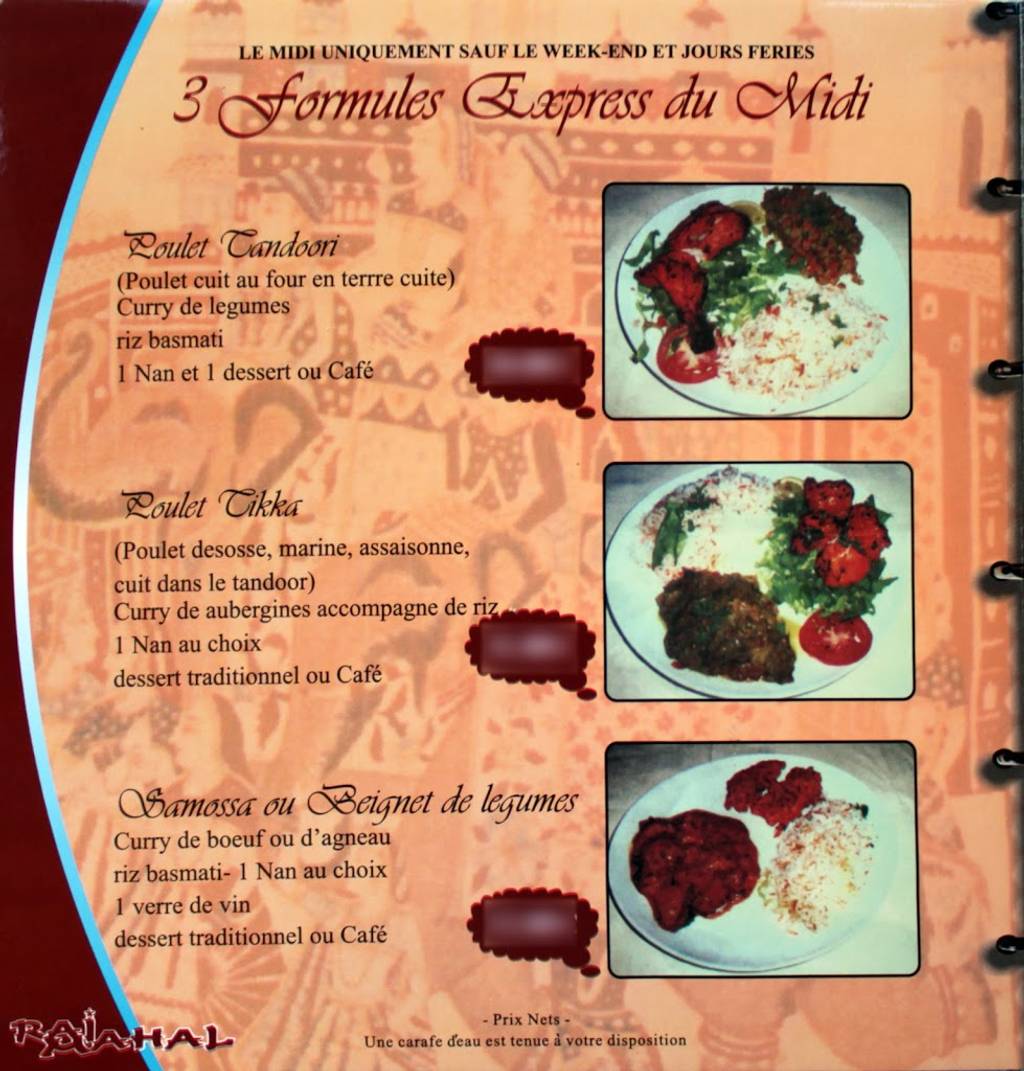 Raj Mahal Indien Toulon - Food Menu Recipe Comfort food Advertising