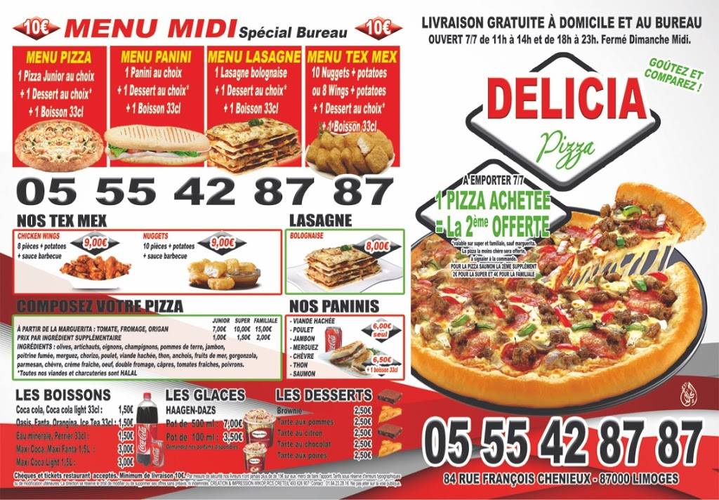 PIZZA DELICIA LIMOGES Fast-food Limoges - Food Dish Cuisine Ingredient Convenience food