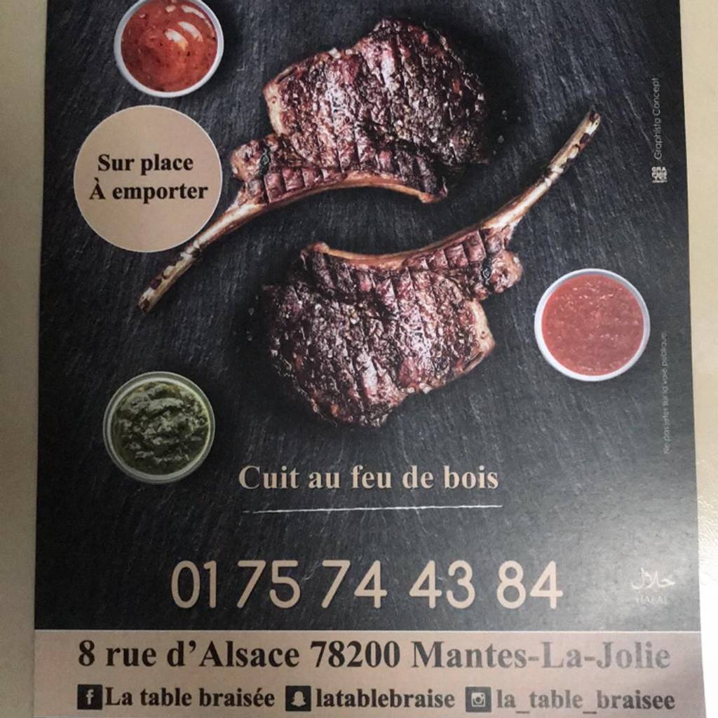 La table braisée Mantes-la-Jolie - Text Food Steak Cuisine Flat iron steak