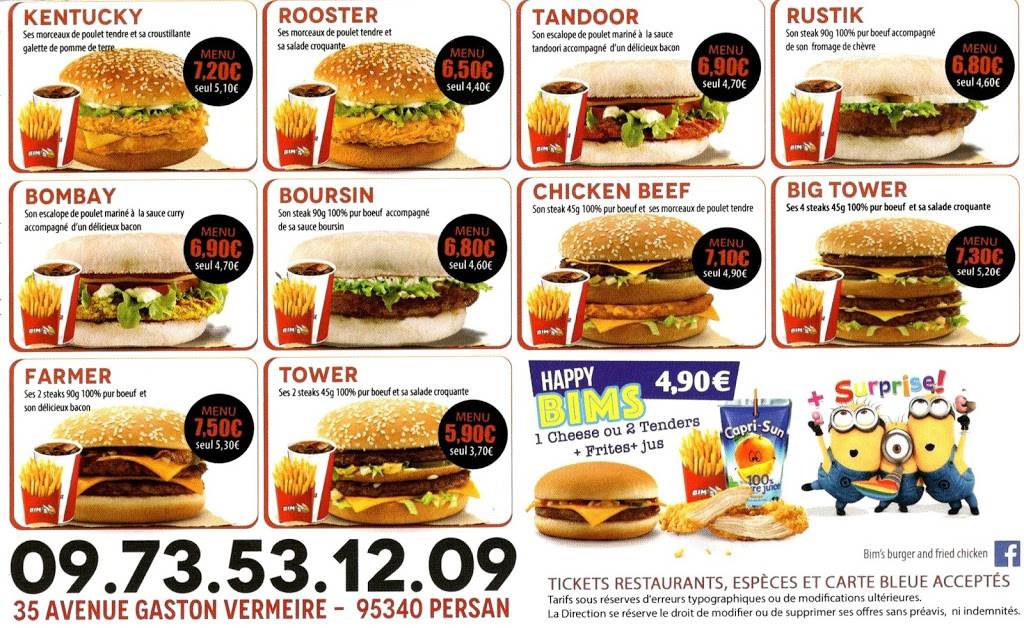 BIM'S Fried Chicken Burger Persan - Fast food Junk food Hamburger Cheeseburger Food group