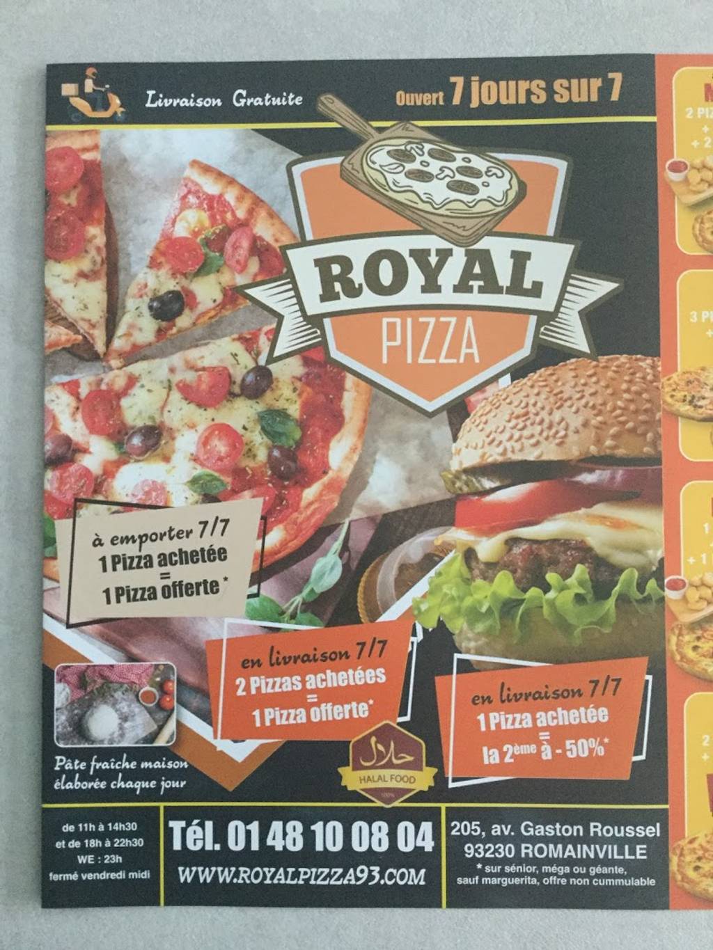 Royal Pizza93 Burger Romainville - Food group Cuisine Vegetarian food Vintage advertisement Food