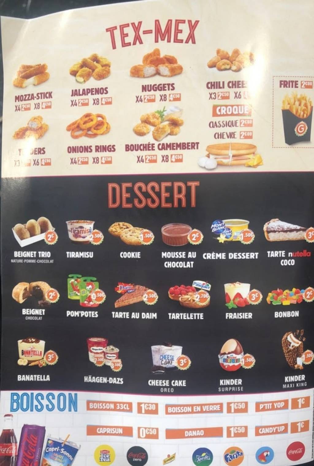 G LA DALLE - Nanterre Nanterre - Fast food Food group Menu Junk food Snack