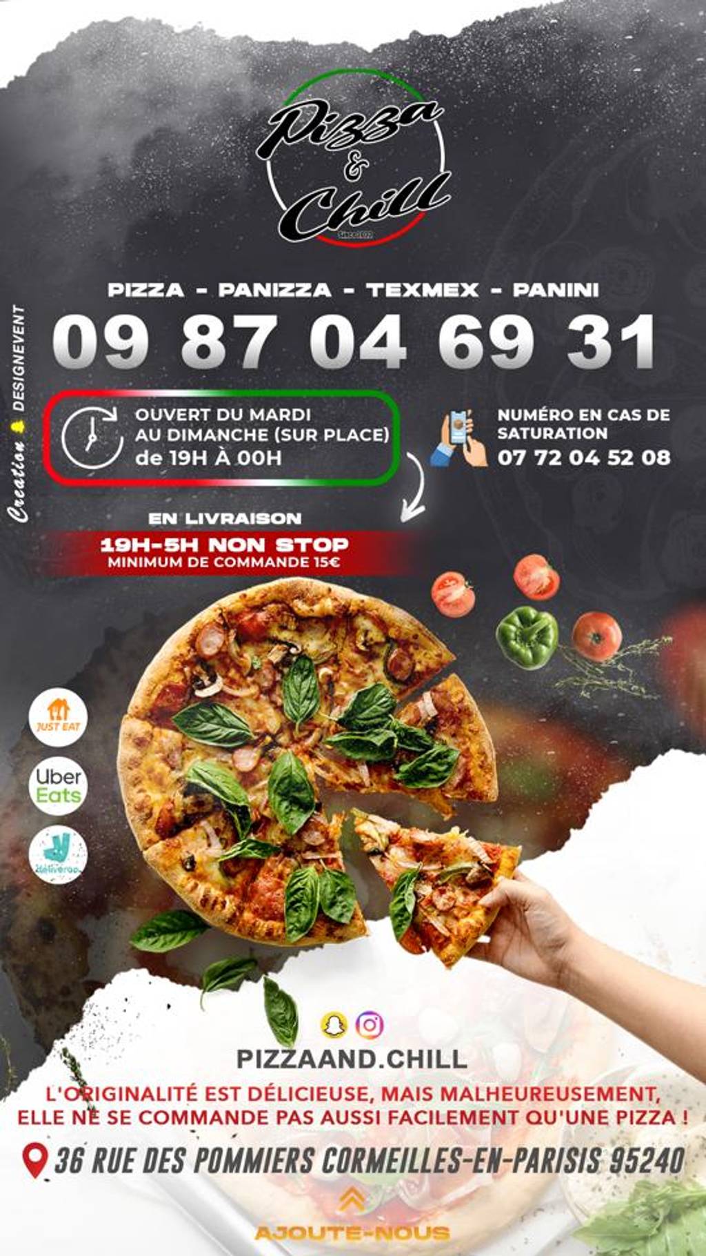 Pizza & Chill Argenteuil - Food Recipe Ingredient Poster Publication