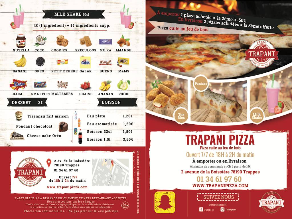 TRAPANI PIZZA Trappes - Cuisine Food Dish Advertising Menu