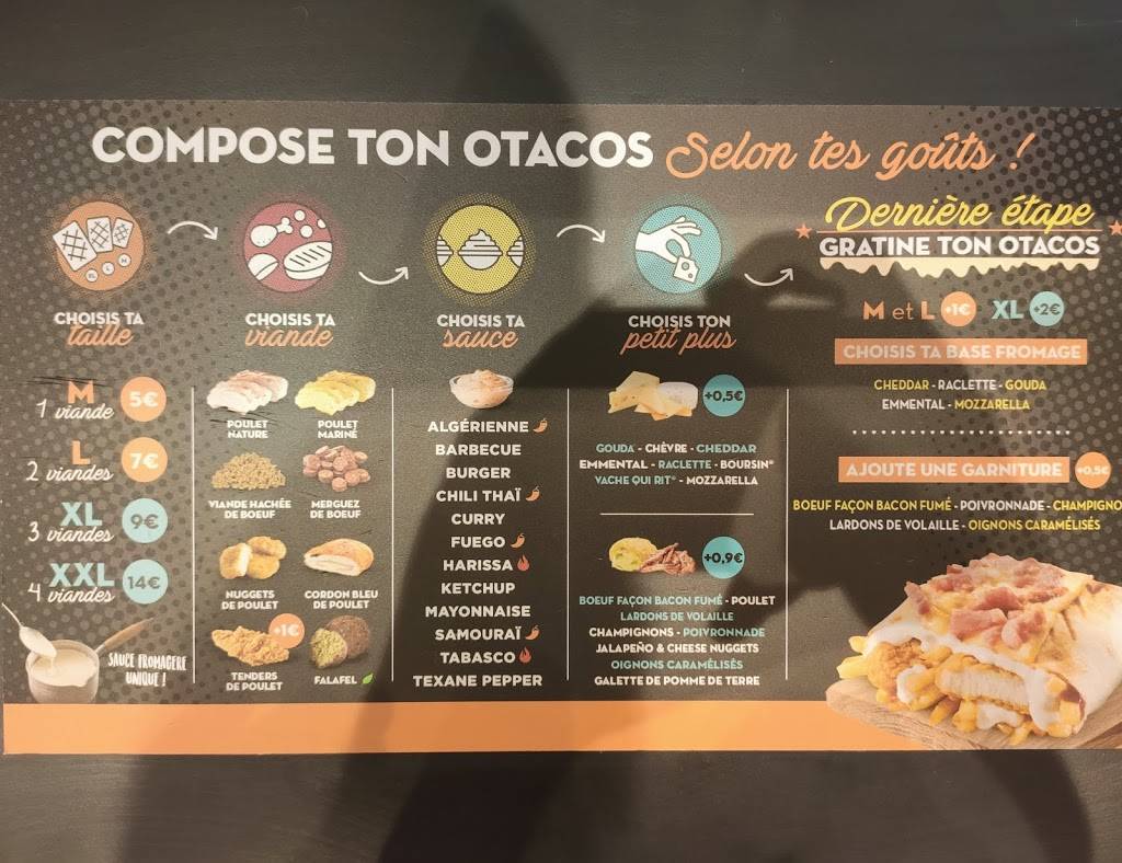 O'tacos Fast-food Saint-Raphaël - Text Menu Advertising Cuisine Food