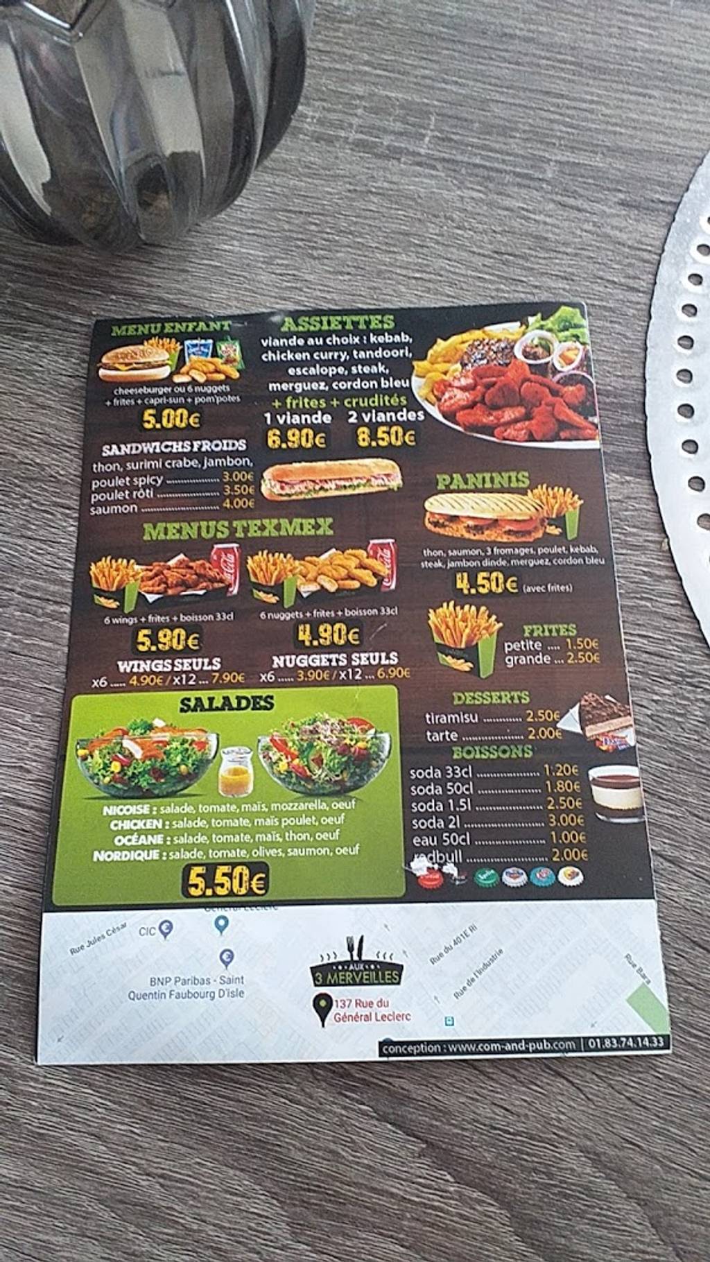 Aux 3 Merveilles Saint-Quentin - Recipe Menu Food Cuisine Fast food