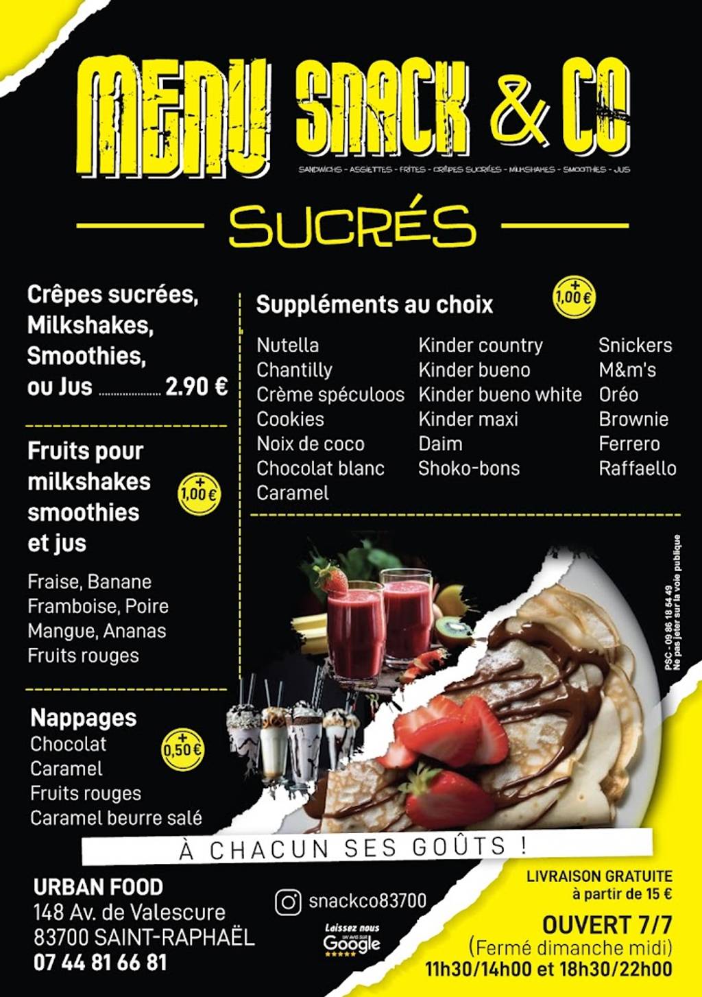 SNACK & CO Saint-Raphaël - Recipe Food Ingredient Font Poster