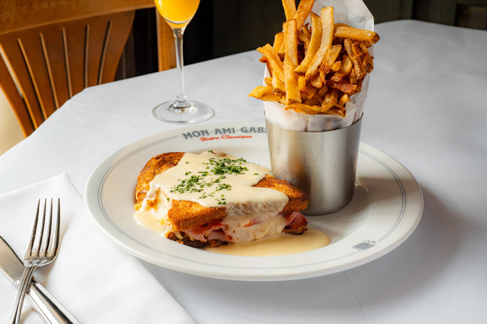 Mon Ami Gabi's Croque Monsieur available during brunch on Father's Day.
