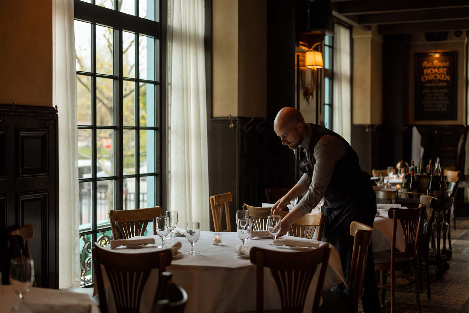 Server getting ready for service