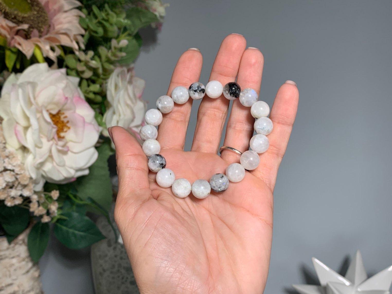 Bracelet Pierre de Lune RAINBOW 🤍🩶🖤