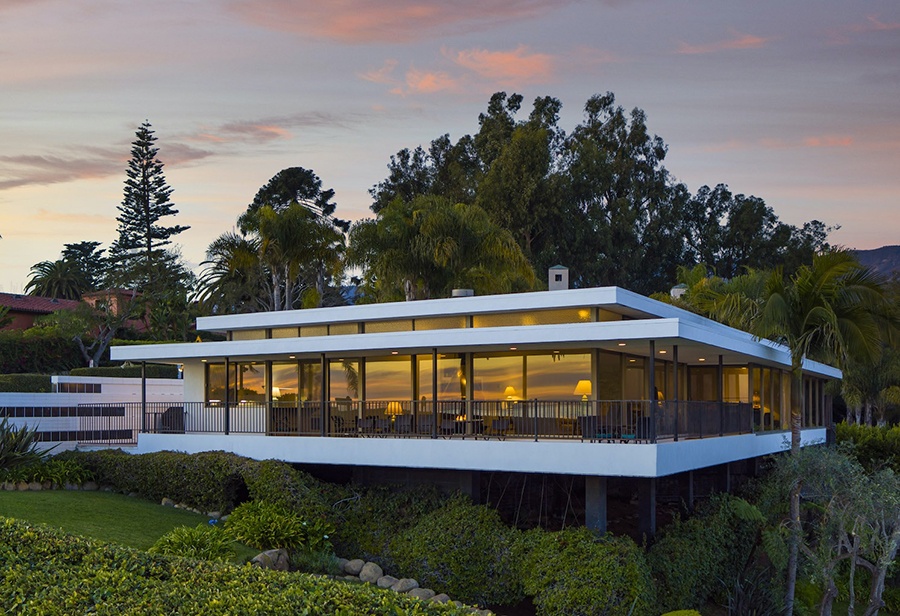 An Iconic Masterpiece of International Style Architecture painted a neutral color before listing for sale