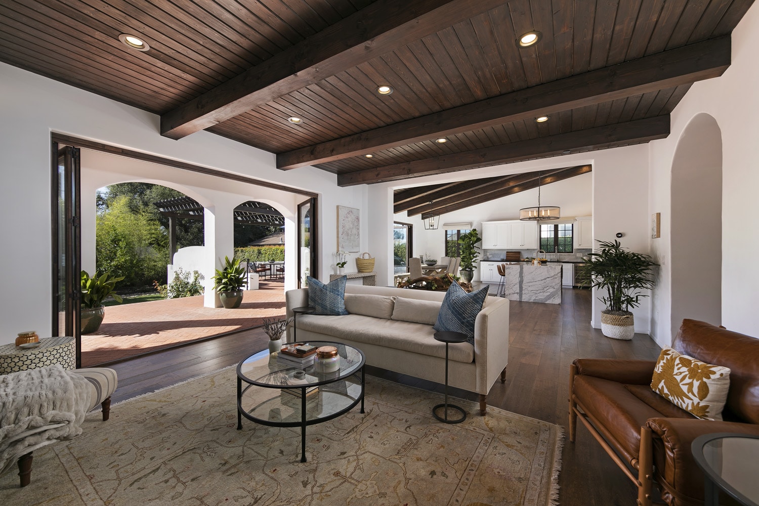The well appointed living room of a home that's for sale in Santa Barbara called 