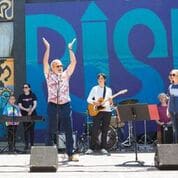 Jeff Bridges on stage with local Santa Barbara kids