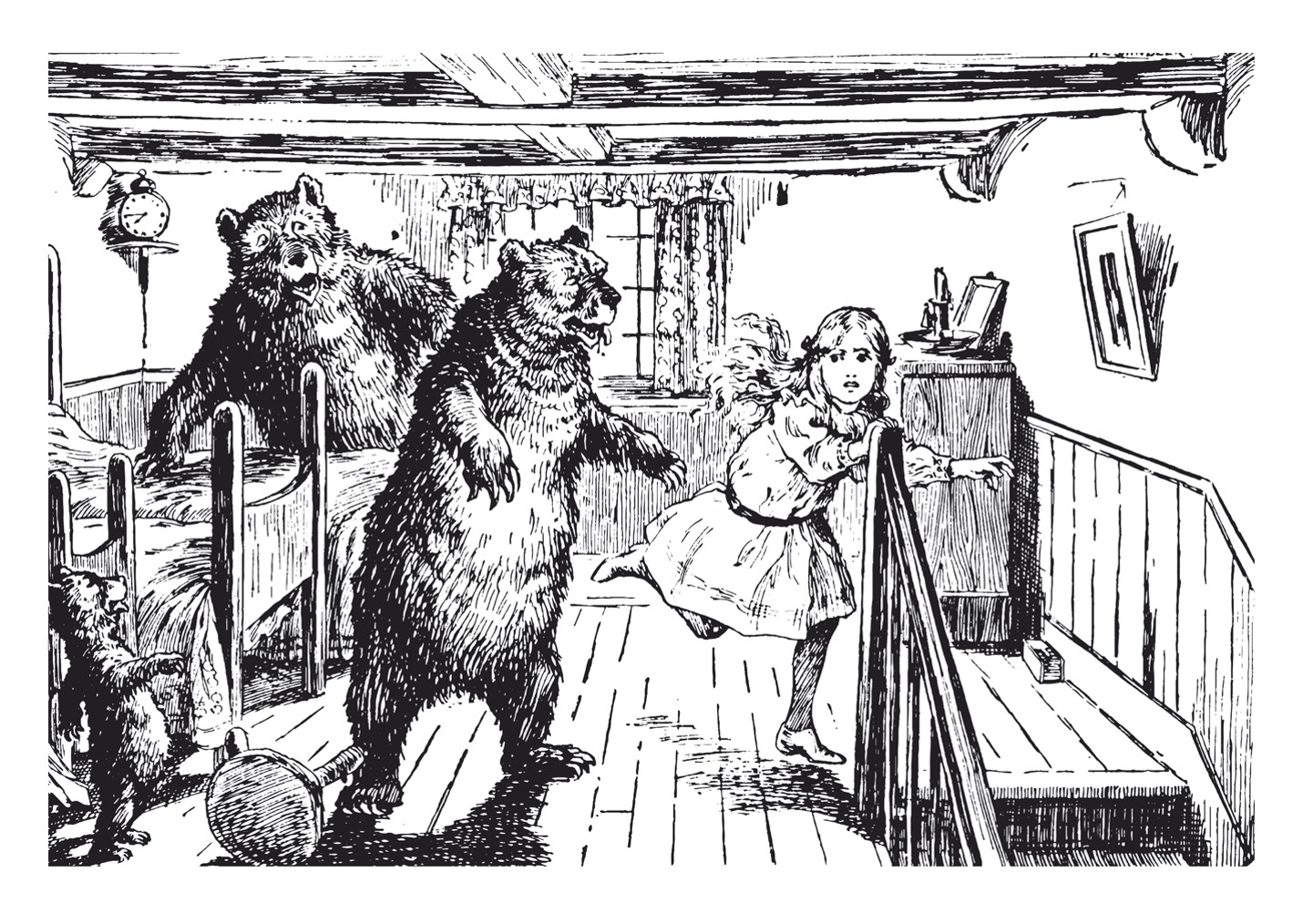 A drawing of Goldilocks and the 3 bears to show how luxury real estate has a sweet spot when it comes to size.