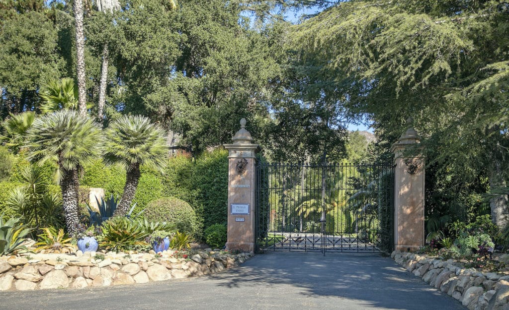 The gates to Montecito's El Mirador estate 