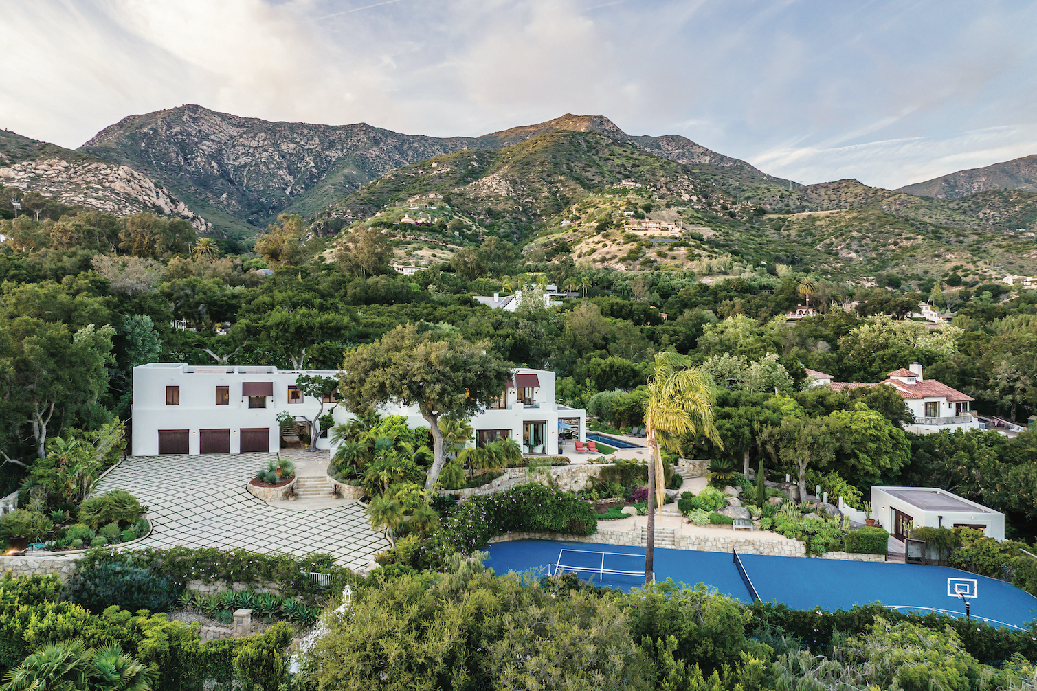 A birds eye view of a beautiful Montecito estate for sale