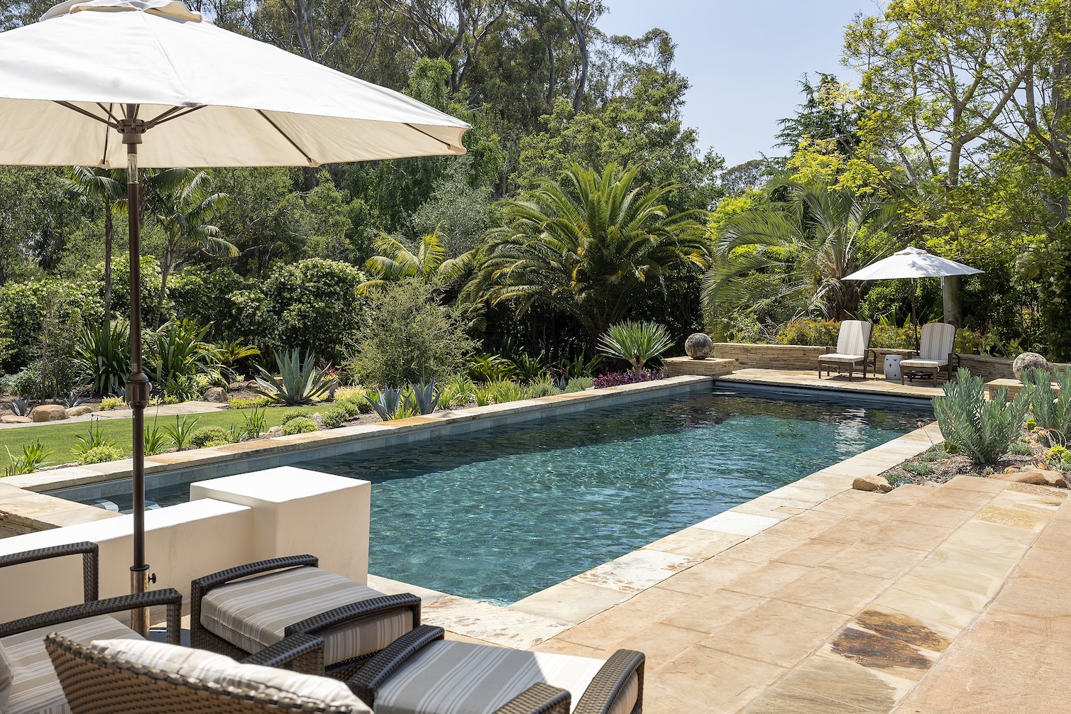 The backyard of a Beautiful Ranch-Style Montecito Residence