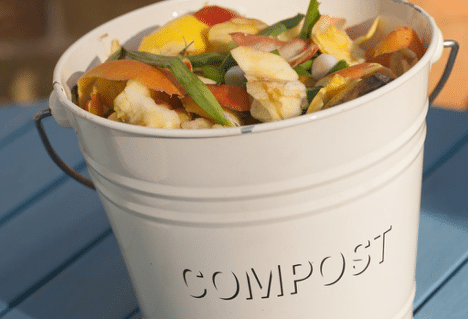 Compost bucket in the kitchen is a great way to start going green at home.