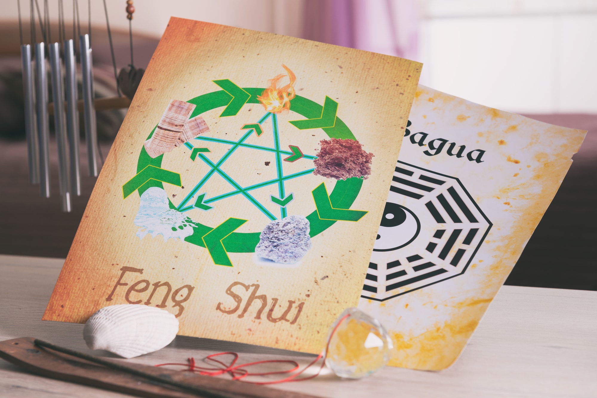 Conceptual image of Feng Shui with five elements