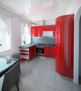 Mid-century Modern kitchen with red